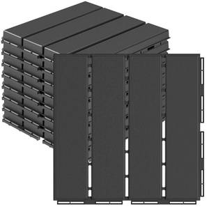 lot 6092 image: Goovilla Plastic Interlocking Deck Tiles, 9 Pack , 12x12 Waterproof Outdoor Flooring All Weather Use, Patio Floor Decking Tiles for Porch Poolside Balcony Backyard, Dark Grey