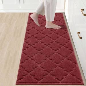 lot 6102 image: COSY HOMEER Soft Kitchen Floor Mats for in Front of Sink Super Absorbent Rugs and 20x59 Non-Skid Mat Standing Washable,Polyester,Red