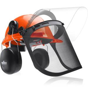 lot 6108 image: NoCry 6-in-1 Industrial Chainsaw Helmet with Face Shield and Ear Muffs Mesh &amp Clear Plastic Visors Included ANSI Z89.1 Certified Adjustable Headgear Ideal for Forestry and Arborist Work