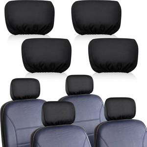 lot 6110 image: Tallew 4 Pcs Universal Car Headrest Cover Soft Car Seat Rest Cover Protector Fabric Head Rest Coverings for Truck Auto(Black)