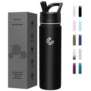 lot 6117 image: COKTIK 22oz Sports Water Bottle, Stainless Steel Water Bottle for Insulated, Reusable Travel Bottle, With Straw, With Handle Grip for Easy Carrying, Suitable for Cycling, Outdoor Vacations(Black)
