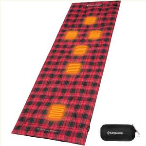 lot 6122 image: KingCamp 6 Heating Zones Heated Sleeping Bag Pad, 3s Heat-up Portable XL Sleeping Bag Liner for Cold Weather Camping, Hiking, Multi USB Power Supported, Compact Bag Included- $69.99
