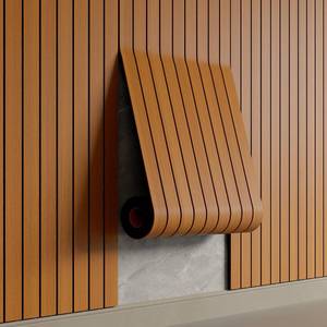 lot 6133 image: YU LI 3DH Peel and Stick PVC Slat Wall Panel 236x15.75 Self-Adhesive Thick Faux Walnut Wood Grain Wallpaper Panel 3D Soundproof Wall Panels for Walls & Ceilings