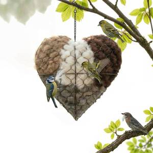 lot 6137 image: Handmade Alpaca Fiber Bird Nesting Heart,Refillable Hummingbird Nest Holder,Birds Nests Material Holder,Winter Tree Shelter for Wild Bird,Hummingbird Houses Nest Boxe for Bird Lovers