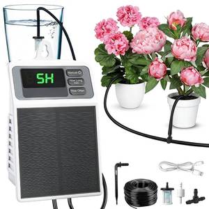 lot 6146 image: Solar Automatic Drip Irrigation System, Auto Self Watering Kit, Solar Powered Watering Device with Timer for Pots Plants, IndoorOutdoor Irrigation System for Garden, Balcony & Patio Watering System