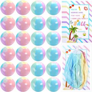 lot 6159 image: MiniInflat 24 Set End of Year Classroom Students Gifts from Teacher 10 Inch Inflatable Beach Balls Bulk Jumbo Big Beach Balls for Kids Summer Swimming Party Favor Water Games Supply (Pastel Color)