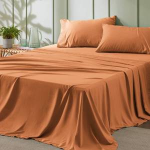 lot 6163 image: Bedsure Queen Sheet Set - 4 Pieces Soft Queen Size Sheets - Breathable & Cooling - Hotel Luxury - Easy Care Polyester Microfiber Bedding for Kids, Women, Men, Dusty Orange