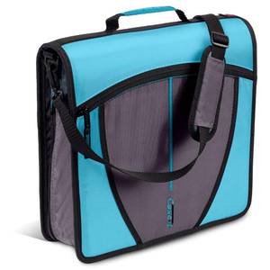 lot 6166 image: Case-it Mighty Zip Tab School Zipper Binder  3-Inch O-Rings, 600-Sheet Capacity, 5-Subject Expanding File Folder, Multiple Pockets & Storage Organizer, Shoulder Strap  D-146 Teal