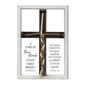 lot 6177 image: Surfapans A Cord of Three Strands Wedding Ceremony Wall Decor 15X10 Sand Unity Knot Braid Art Cross Rope Sign Ecclesiastes 412 for Couple Anniversary Christian Marriage (White)