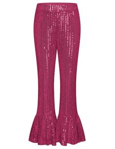 lot 6179 image: GRACE KARIN Teen Girls Bell Bottoms Pants Pink Sequin Pants Glitter Christmas Trousers Size 14