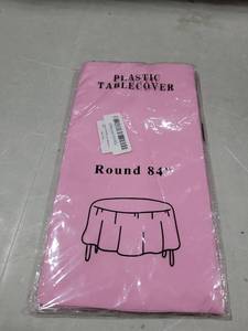 lot 6187 image: Plastic Table Cloth Disposable, 84 Pink Round Tablecloth
