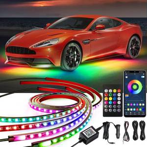lot 6195 image: Yielinth Underglow Kit, RGB-IC Under Car Lights With Dream Color Dancing Chasing, 213 Scene Modes, App and Remote Control, 5 Music Modes LED Lights for All Cars