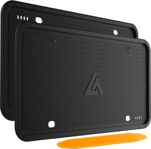 lot 6204 image: Aujen Silicone License Plate Frames Black, 2 Pack Car License Plate Frame, Universal US Black License Plate Holders Brackets Rust-Proof, Weather & Rattle-Proof, Car Accessories