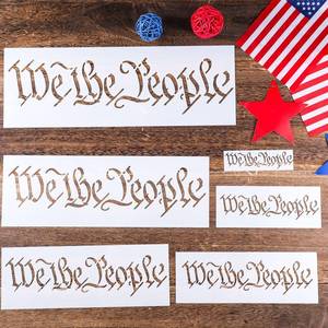 lot 6212 image: Outus 6 Pcs Large American We the People Stencils Template for Painting Patriotic Reusable Wood Burning Stencils for Spray Painting on Shirt Project DIY Crafts
