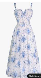lot 6217 image: Scarlet Darkness Summer Dresses for Women 2026 Floral Corset Dress Long Milkmaid Dress with Pocket small
