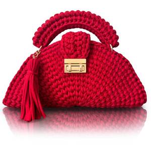 lot 6221 image: CHQEL Evening Clutch Bag for Women, Handmade Crochet Wedding Party Purse, Small Flap Formal Crossbody Handbag Evening Clutch (RED LOVE)