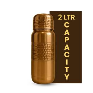 lot 6222 image: Leathervine 100% Pure Copper Water Bottle for Drinking 64 oz with Lid Leak Proof Ayurvedic Vessel to Support Digestion, Immunity  Lightweight, Eco-Friendly, Travel Use, Best Gift for Wellness Lovers