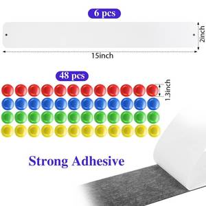 lot 6230 image: Outus 6 Pcs 15 x 2 Magnetic Wall Strips, Magnetic Bulletin Board Strip Set with 48 Pcs Colorful Magnets, Metal Display Board for Office Home Notes Photos(White)