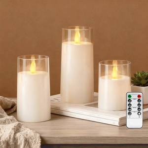lot 6238 image: Raycare Flameless Electronic Pillar Candles with Remote Control and Timer- Battery Operated Realistic Flickering LED Fake Candle for Home, Wedding, Valentines Day Decor, White,Set of 3(3x45 6)