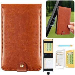 lot 6241 image: Femlotank Magnetic Golf Scorecard Holder All-in-One, High-End Leather Golf Yardage Book Holder, Scorecard Book Yardage Book Cover Universal Fit for Scorecard, Golf Accessories Fit for Most Back Pocket