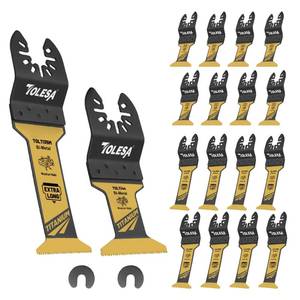 lot 6260 image: TOLESA 16pcs Extra-Long Titanium Oscillating Saw Blades Multi-Purpose Set for Metal, Wood, Plastic