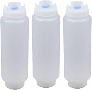 lot 6276 image: Melostu Squeeze Bottle Refillable 16 oz Blue Tip (Blue) 3 pack