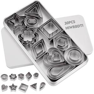 lot 6289 image: HIWRBDTI 30PCS Mini Cookie Cutters Shapes Set with Box for Kids, Small Stainless Steel Star Triangle Cookie Cutter Variety Pack, for Tiny Polymer Clay, Fruit