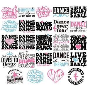 lot 6323 image: INCOK Dance Quotes DTF Transfers Ready to Press - 24 Sheets Funny Saying Iron on Transfers Stikers Iron on Decals Patches for Dance Lover Costume Team T Shirts Camisole Sport Pants Hats DIY Crafts