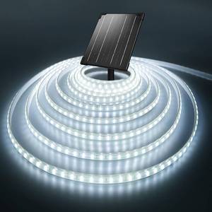 lot 6332 image: XmnSoly Solar LED Strip Lights Outdoor 32.8 FT 6000K White 600LED with 4000mAh 4 Modes, Solar Powered Rope Lights Waterproof for Patio, Garden, Landscape Lighting