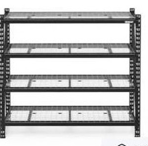 lot 1 image: Kobalt 77-in W x 24-in D x 72-in H 4 -Tier Heavy Duty Black Metal Wire Utility Shelving Unit