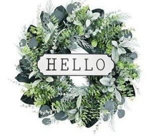 lot 15356 image: 24 Inch Hello Door Wreath