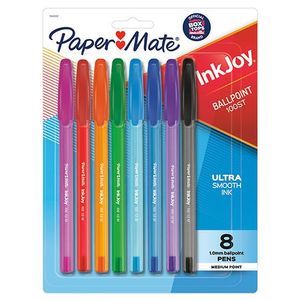 lot 15371 image: Paper Mate InkJoy 100ST Ballpoint Pens, Medium Point, Assorted Ink, 8 count, 5 Packages