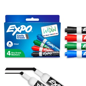 lot 15387 image: 3 Pack Of EXPO Dry Erase Markers  Chisel Tip  Assorted Colors  4 Count