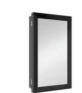 lot 15408 image: Black Rectangular Framed Bathroom Medicine Cabinet with Mirror 15x26 inch