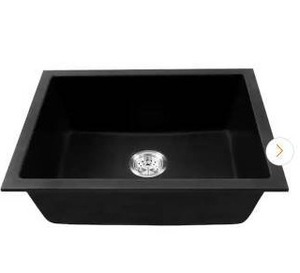 lot 15420 image: 22 inch Undermount Single Bowl Black Quartz Composite Kitchen Sink