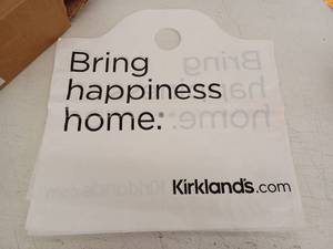 lot 15428 image: Kirklands White Shopping Bag with Logo