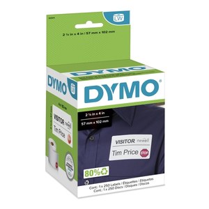 lot 15437 image: Dymo Labelmaker Tapes  12-Hour Time Expiring Name Badge Labels, 250Roll, 10 Rolls