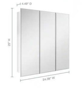 lot 15439 image: Glacier Bay 24x24 Inch tri Fold Mirror  Medicine Cabinet, 2 Cabinets