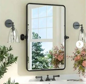 lot 15440 image: 20 in. W x 30 in. H Black Mirror, (Incomplete)