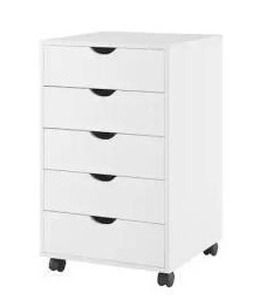 lot 15456 image: White 5 Drawer Chest, White