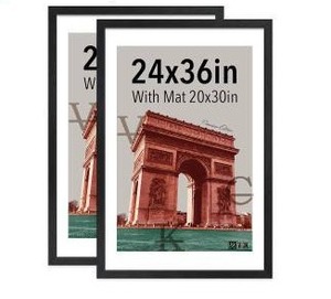 lot 15461 image: 6 Pack Staples Black Aluminum Poster Frame 24x36 inches (Black)