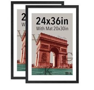 lot 15471 image: 6 Pack Staples Black Aluminum Poster Frame 24x36 inches (Black)