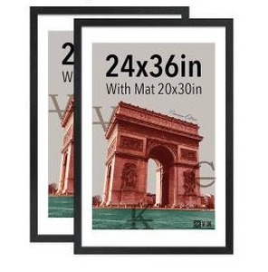 lot 15474 image: 6 Pack Staples Black Aluminum Poster Frame 24x36 inches (Black)