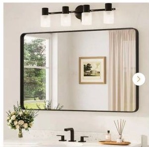 lot 15475 image: 48 in. W x 30 in. H Modern Rectangular Black Bathroom Mirror Aluminum Framed Wall Bathroom Vanity Mirror