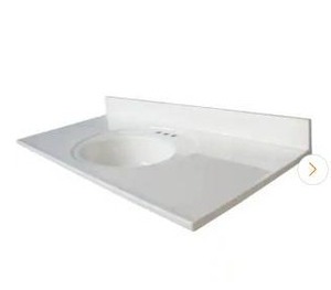 lot 15481 image: Glacier Bay 49x22 Cultured Marble Vanity Top with Round Sink