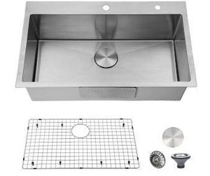 lot 15484 image: 30 Inch Drop-in Kitchen Sink Single Bowl Stainless Steel with Accessories