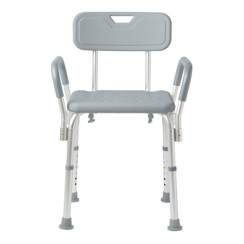 lot 60111 image: Medline Shower Chair with Backrest and Padded Armrests - 350 lb. capacity, Bath Bench, Seat, Stool for Independent Adult, Seniors, Elderly & Disabled Patients - Retail $41