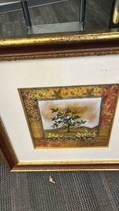 lot 18010 image: Framed Tree Botanical Print with Decorative Border