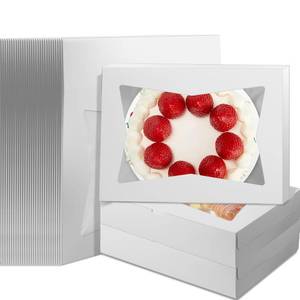 lot 18025 image: Lincia 30 Pcs 19 x 14 x 4 Inches Cake Boxes White Rectangle Bakery Boxes with Window Large Cardboard Sheet Cake Box Take out Containers for Pastry Baking Cookies Donuts Cupcake Pie Packaging