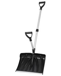 lot 62150 image: Snow Shovel, 18 Inch Blade, Lightweight Aluminum D-Ring Handle, 3.5LBS Ergonomic Design for Driveway, Walkway, Patio Snow Removal, Portable Shovels for Yard, Garden & Camping, Black & Silver